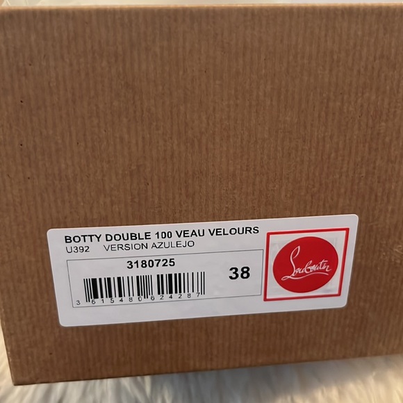 Louboutin Botty Doubke 100 veau velours azulejo 38 Barbie boots - Picture 10 of 11